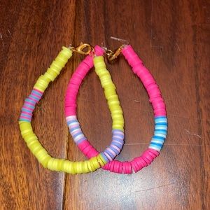 Pink and yellow clay bead braclet